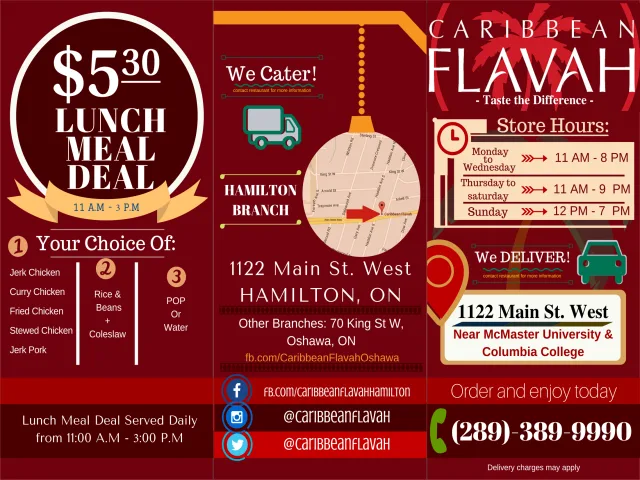 Caribbean Flavah menu